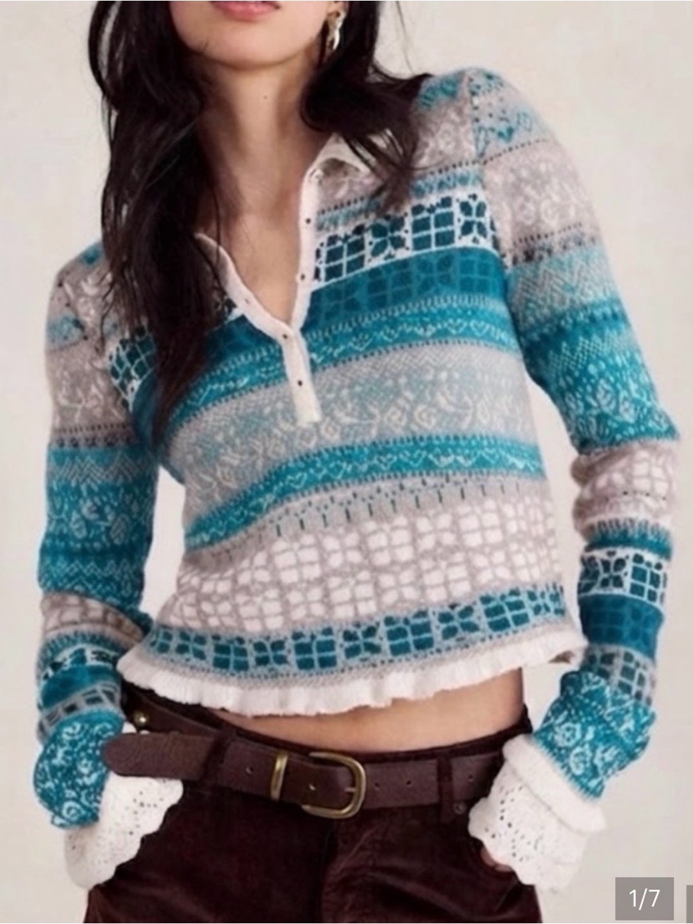 Free People Gift Wrapped Henley Top. NWT. Blue mist